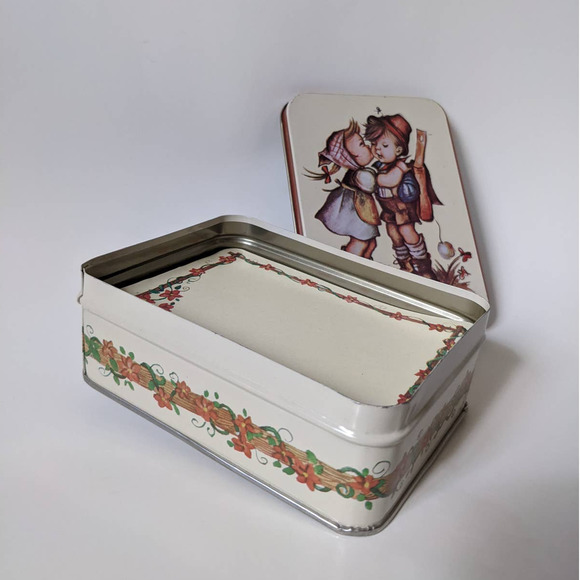 Vintage Hummel Look Boy and Girl Tin with Stationary, Note Paper Gift Tin Kitsch - Picture 8 of 8